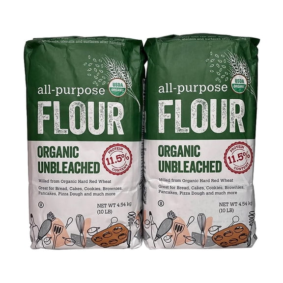Organic Unbleached All Purpose Flour, 10 Pounds (Pack of 2)