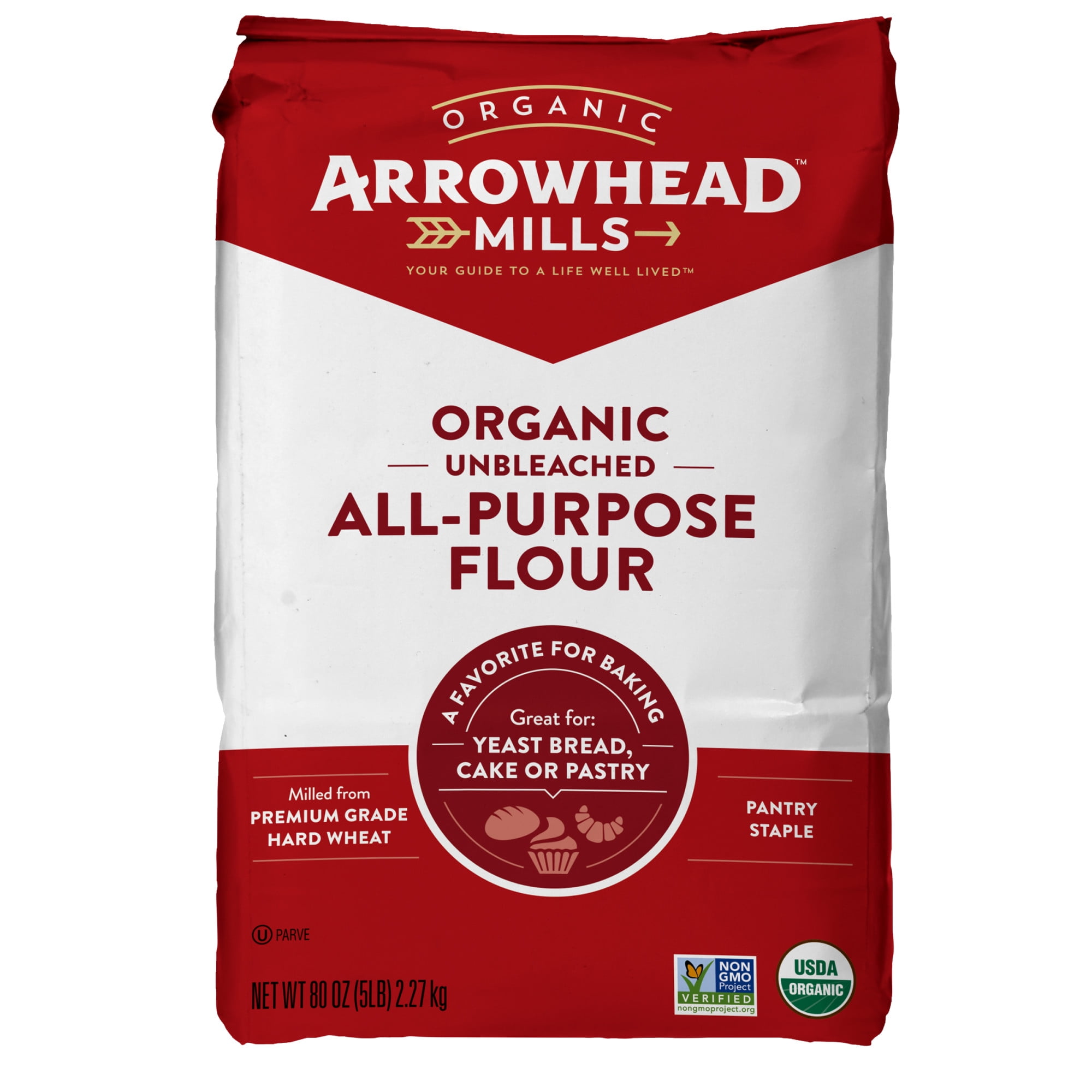 Arrowhead Mills Unbleached Organic All Purpose Flour, 5 lb Bag