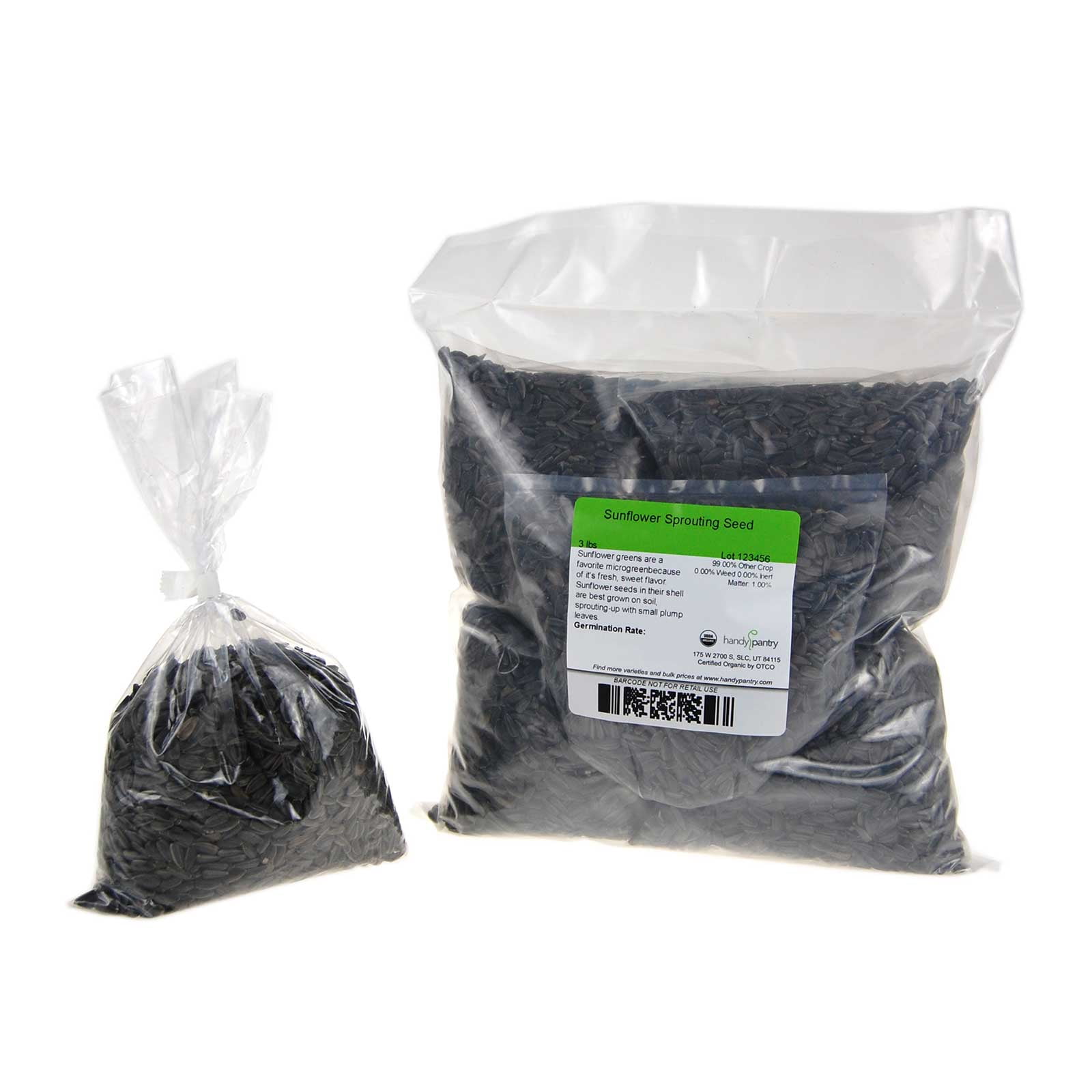 Organic Unshelled Sunflower Seed- 5 Bags Pre-Measured for a 10"x20" Growing Tray (About 2.5 Lbs) - Non-GMO Black Oil Sun Flower Seeds for Sprouts, Microgreens, More