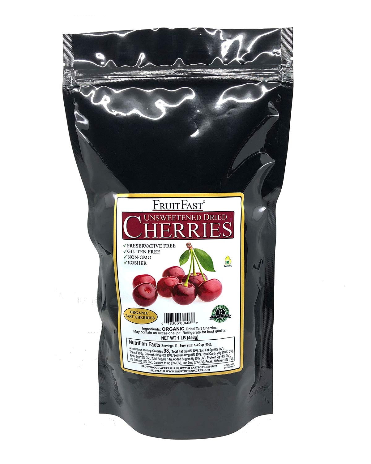 Organic Unsweetened Dried Cherries by NonGMO, Gluten Free, Kosher