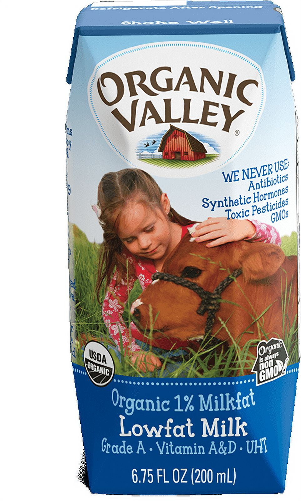 Organic Valley, 1 Lowfat Milk, 6.75oz singleserve milk box, 24pack