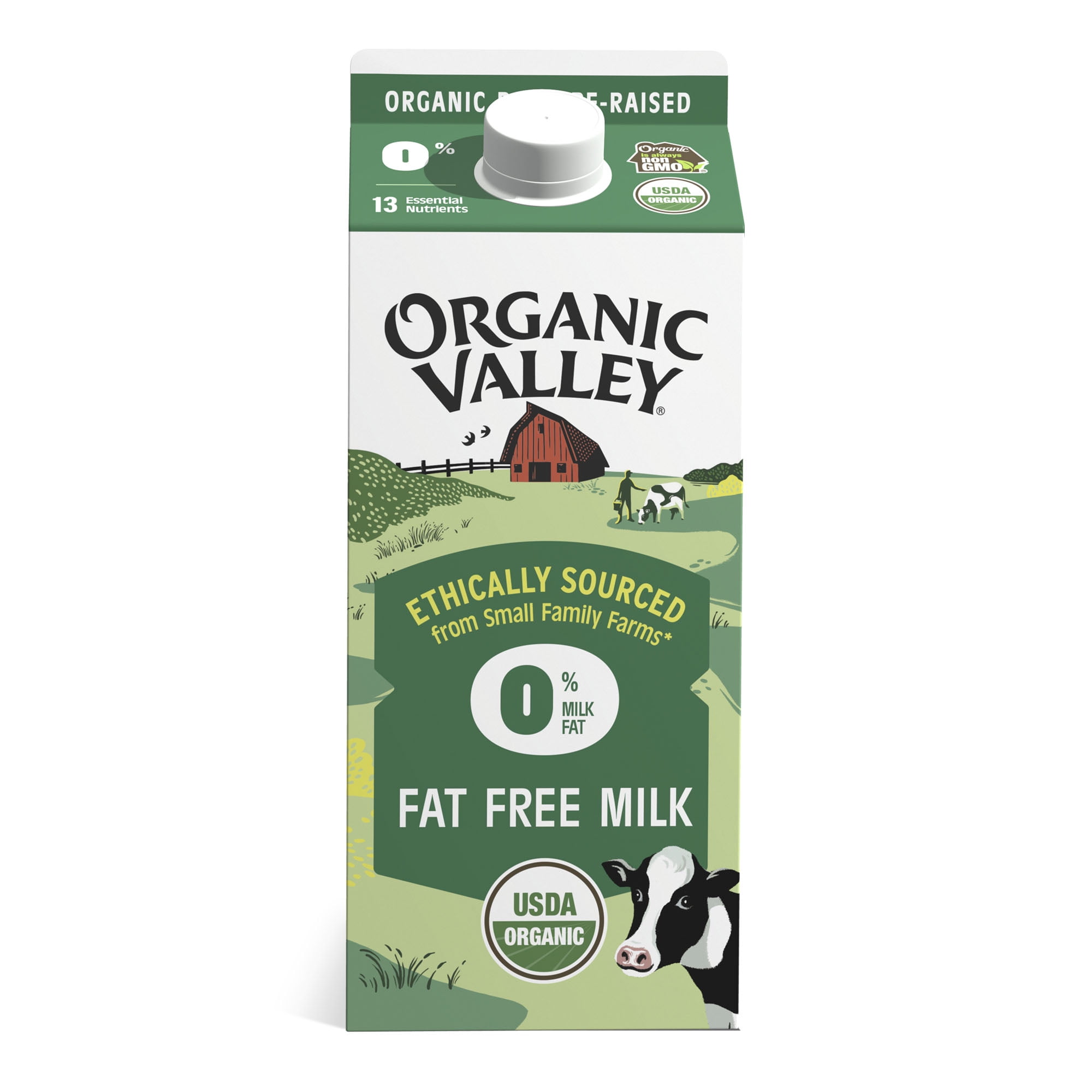 Organic Valley Organic Fat Free 0 Milk 0.5 gal. Carton