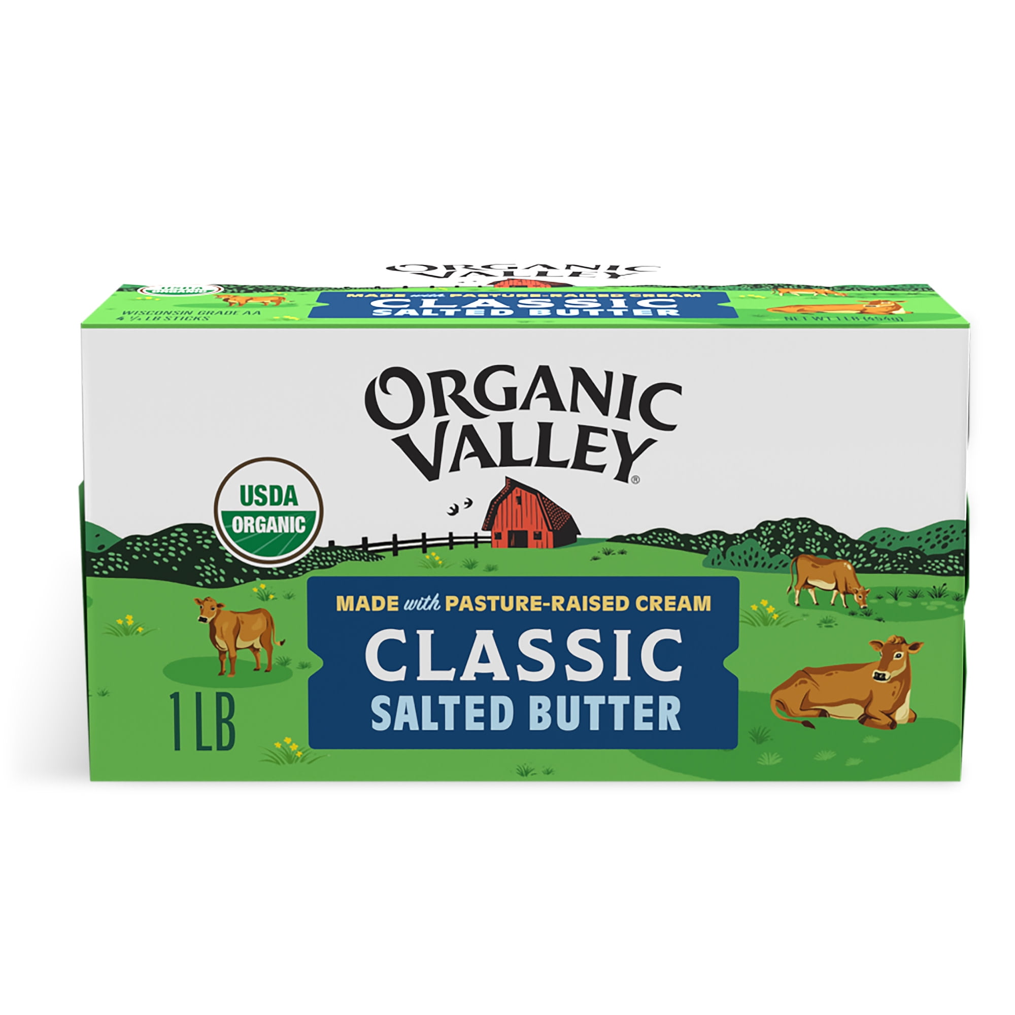 Organic Valley Salted Organic Butter, 16 oz Box, 4 Sticks