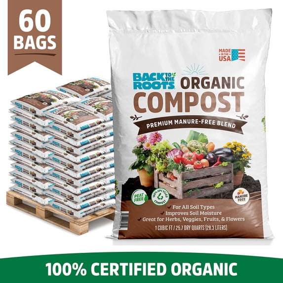 Back to the Roots Organic Compost Soil Amendment Pallet, 60 1 cu. ft. bags