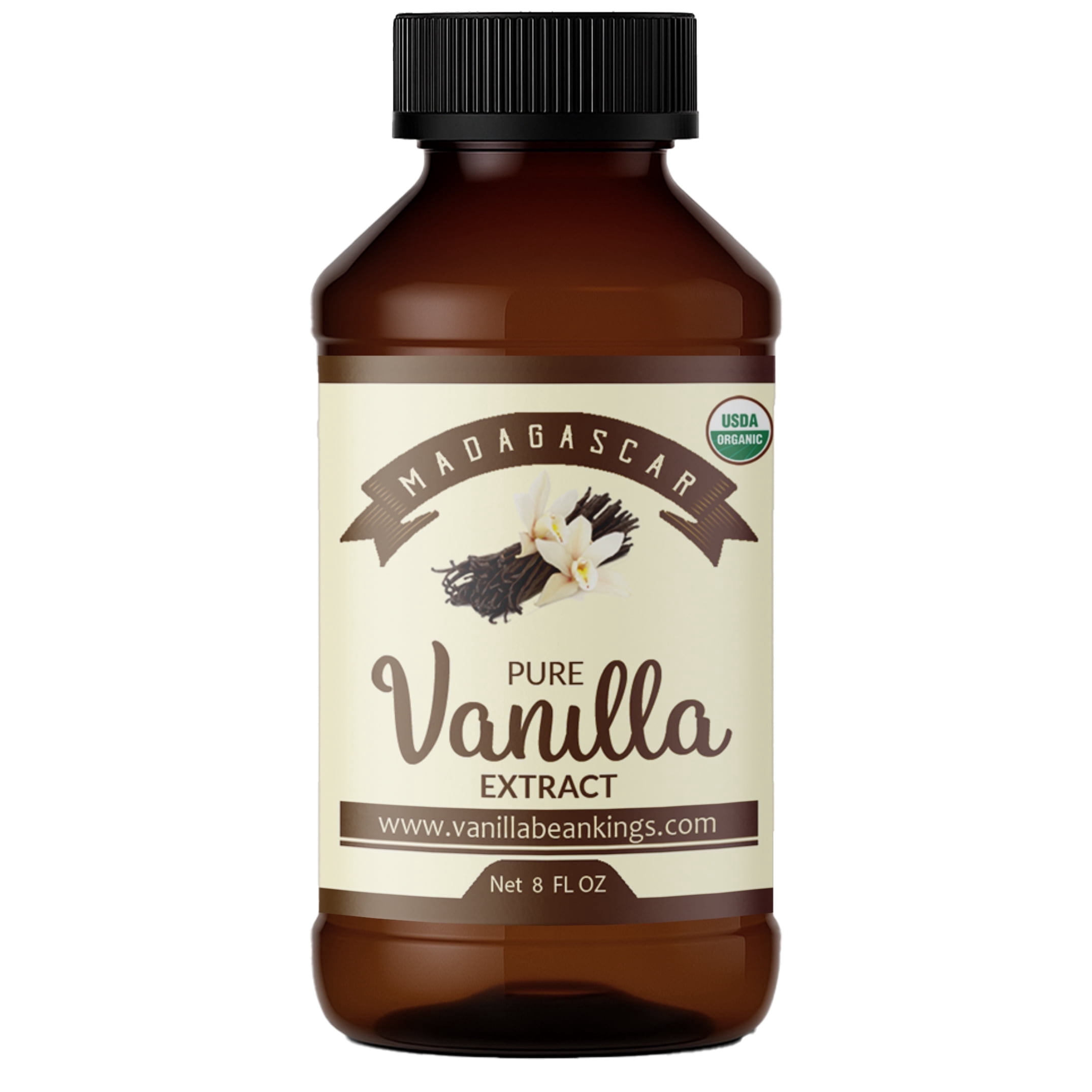 Organic Vanilla Extract - Made with Madagascar Vanilla Beans – For Baking, Desserts, Home Cooking and Chefs - 8 OZ