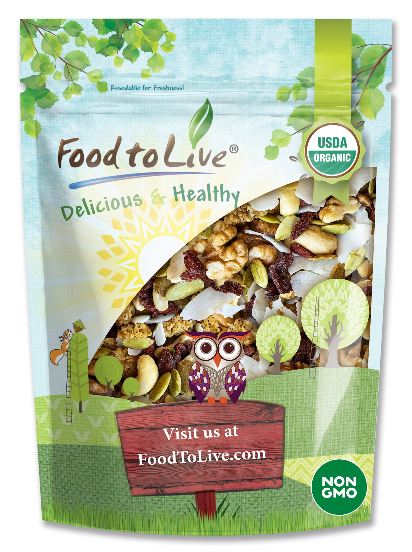 Organic Variety Trail Mix, 4 Ounces  Non-GMO, Bulk  by Food to Live