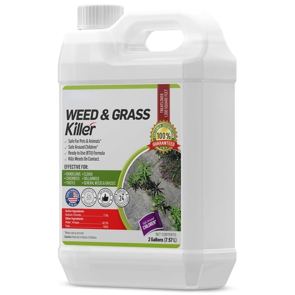 Organic Vinegar Weed Killer | Kid Safe Pet Safe | Clover Killer for Lawns | Killer | Green Grass & Poison Ivy Killer | Spray Ready Glyphosate Free Herbicide