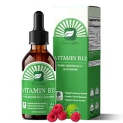 Vitamin B12 Liquid Drops, B12 Sublingual Vitamin B Complex, for Energy, Brain, and Heart Support,Raspberry Flavor, 2 Fl Oz