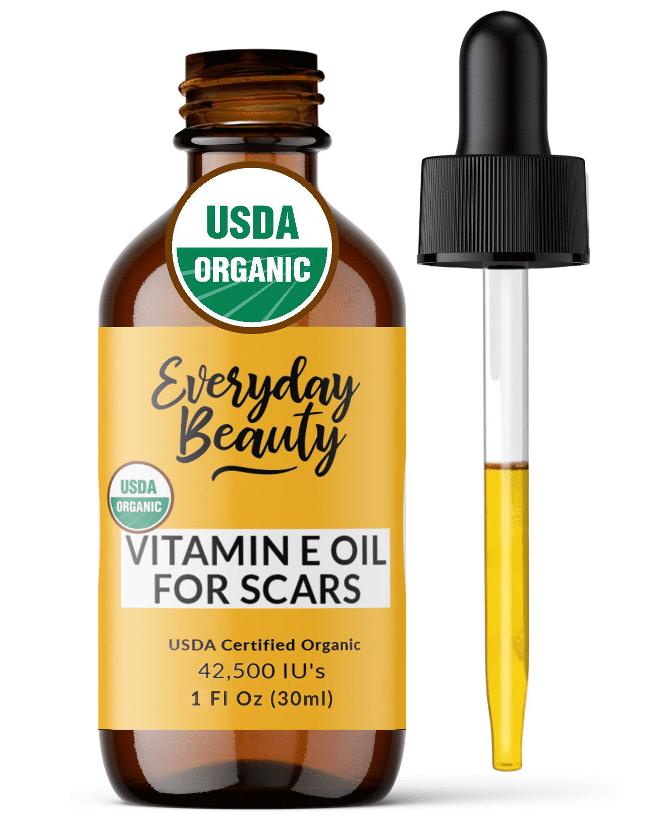 Organic Vitamin E Oil for Scars by Everyday Beauty -100% All Natural USDA Certified Organic 1oz