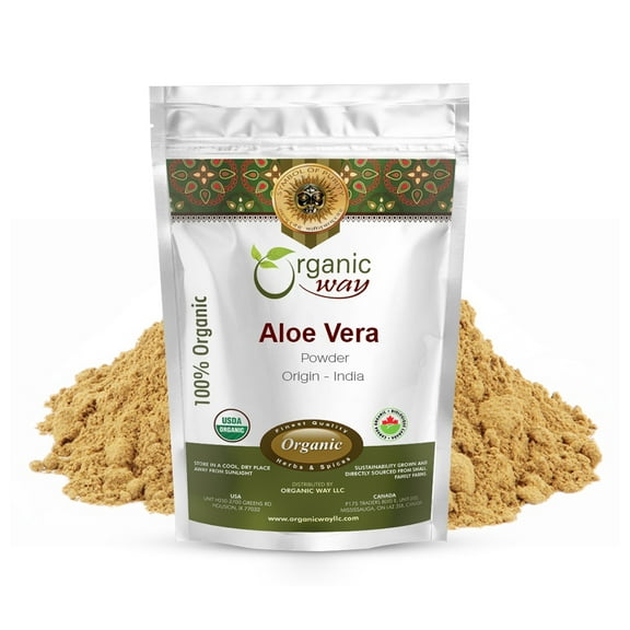Organic Way Aloe Vera Powder (Aloe Barbadensis) - Organic & Kosher Certified, Raw, Vegan, Non GMO & Gluten Free, USDA Certified, Origin - India (1 lbs / 16 oz)