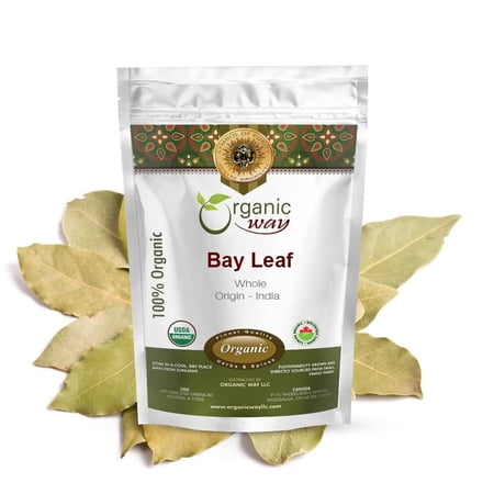 Organic Way Bay Leaf Whole (Cinnamomum tamala) - Organic & Kosher Certified | Raw, Vegan, Non GMO & Gluten Free | USDA Certified | Origin - India (1/2LBS / 8Oz)