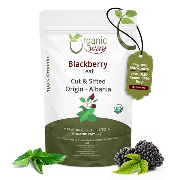 Organic Way Blackberry Leaf (Rubus Fruticosus) Cut & Sifted -Herbal Tea | European Wild-Harvest | Organic & Kosher Certified | Non GMO & Gluten Free | USDA Certified | Origin - Albania(1 lbs / 16oz)