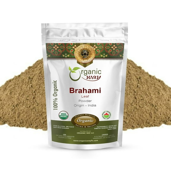Organic Way Brahmi Leaf Powder (Bacopa Monnieri) - Organic & Kosher Certified | Raw, Vegan, Non GMO & Gluten Free | USDA Certified | Origin - India (1LBS / 16Oz)