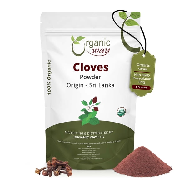 Organic Way Cloves Powder (Syzygium aromaticum) - Aromatic Spice | Organic & Kosher Certified | Raw, Vegan, Non GMO & Gluten Free | USDA Certified | Origin - Sri Lanka (1/4LBS / 4Oz)
