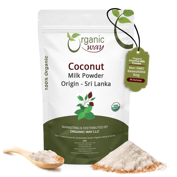 Organic Way Coconut Milk Powder | Organic & Kosher Certified | Vegan, Non GMO & Gluten Free | USDA Certified | 100% Raw from Sri Lanka (1 lbs / 16 oz)