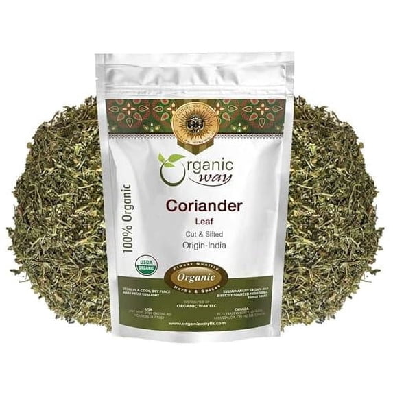 Organic Way Coriander Leaves Cilantro Cut and Sifted Organic Non GMO Gluten-Free Resealable Bag 4 OZ