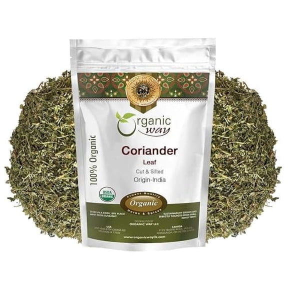 Organic Way Coriander Leaves (Cilantro Leaves) cut and sifted | Non GMO - Packed In Resealable Bag | Sustainable - All Natural - Not Irradiated | Origin India (8 oz - 1/2 lbs)