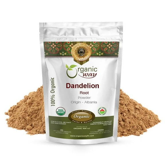 Organic Way Dandelion Root Powder (Taraxacum Officinale) - Herbal Tea | European Wild-Harvest | Organic & Kosher Certified | Non GMO & Gluten Free | USDA Certified | Origin - Albania (1/2 lbs / 8 oz)