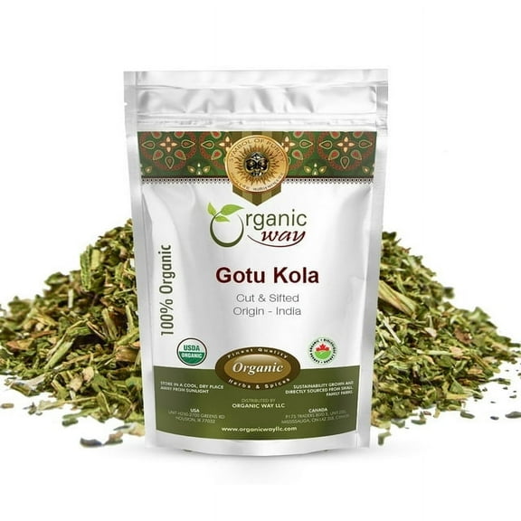 Organic Way Dried Gotu Kola Cut & Sifted (Centella Asiatica) - Organic & Kosher Certified | Raw, Vegan, Non GMO & Gluten Free | USDA Certified | Origin - India (1/8 lbs / 2 oz)