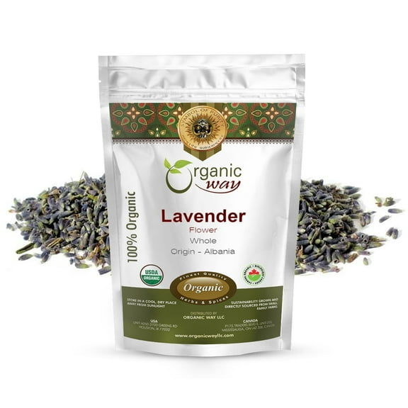 Organic Way Dried Lavender Flower Buds Whole (Lavandula) - European Wild-Harvest | Organic & Kosher Certified | Raw, Vegan, Non GMO & Gluten Free | USDA Certified | Origin - Albania (1/2 LBS / 8 Oz)