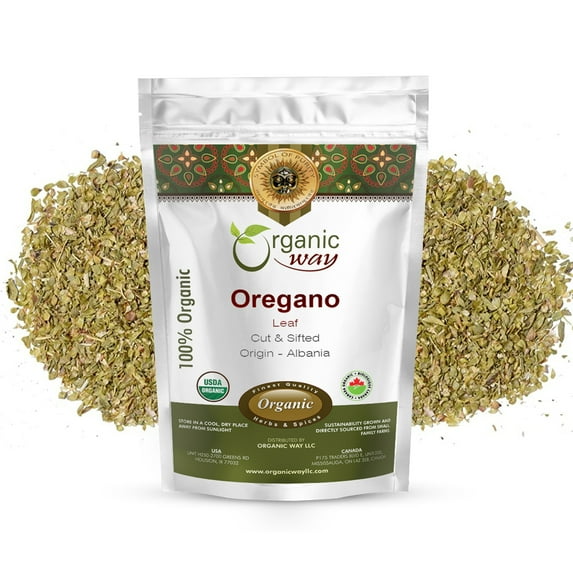 Organic Way Dried Oregano Leaf Cut & Sifted (Origanum vulgare) - European Wild-Harvest | Organic & Kosher Certified | Vegan, Non GMO & Gluten Free | USDA Certified | Origin - Albania (1LBS / 16Oz)