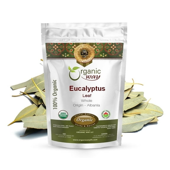 Organic Way Eucalyptus Leaf Whole (Eucalyptus globulus) - Herbal Tea | European Wild-Harvest | Kosher & USDA Certified | Vegan, Non-GMO & Gluten Free | 100% Raw from Albania (1/4LBS / 4Oz.)