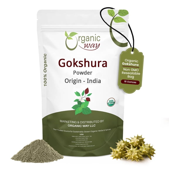 Organic Way Gokshura Powder Organic Herbal Supplement 16 Oz