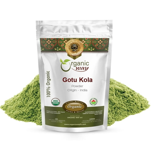 Organic Way Gotu Kola Powder (Centella Asiatica) - Organic & Kosher Certified | Raw, Vegan, Non GMO & Gluten Free | USDA Certified | Origin - India (1/2 lbs / 8 oz)