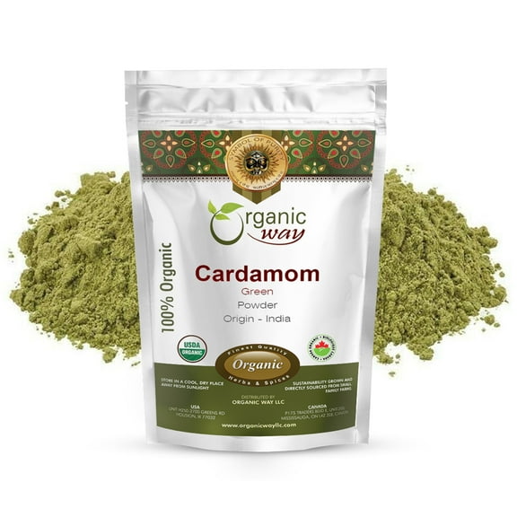 Organic Way Green Cardamom Elaichi Powder (Elettaria Cardamomum) - Adds Flavour & Aroma | Organic & Kosher Certified | Raw, Non GMO & Gluten Free | USDA Certified - 1 lbs / 16 oz