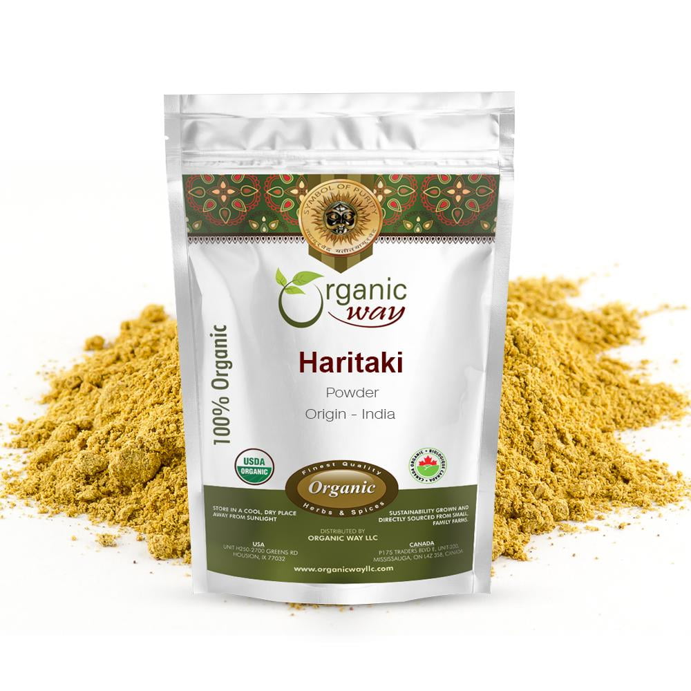 Organic Way Haritaki Powder (Terminalia Chebula) - Organic & Kosher Certified | Raw, Vegan, Non GMO & Gluten Free | USDA Certified | Origin - India (1/2 lbs / 8 oz)