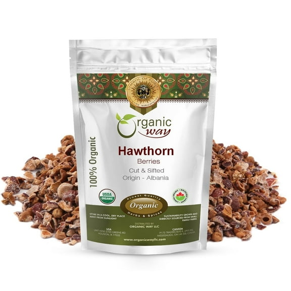 Organic Way Hawthorn Berries Cut & Sifted (Crataegus Monogyna) - European Wild-Harvest | Organic & Kosher Certified | Vegan, Non GMO & Gluten Free | USDA Certified | Origin - Albania (1 lbs / 16 oz)