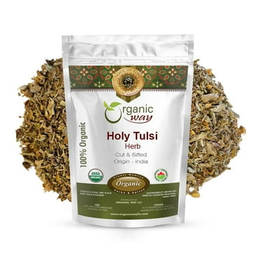 Organic Way Holy Tulsi / Holy Basil Herb Cut & Sifted (Ocimum tenuiflorum) - Organic & Kosher Certified | Raw, Vegan, Non GMO & Gluten Free | USDA Certified | Origin - India (1/2 LBS / 8 Oz)