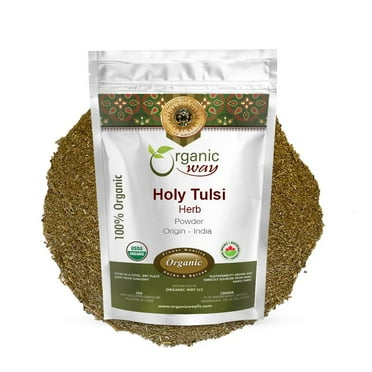 Organic Way Holy Tulsi / Holy Basil Herb Powder (Ocimum tenuiflorum) - Organic & Kosher Certified | Raw, Vegan, Non GMO & Gluten Free | USDA Certified | Origin - India (1/4 LBS / 4 Oz)