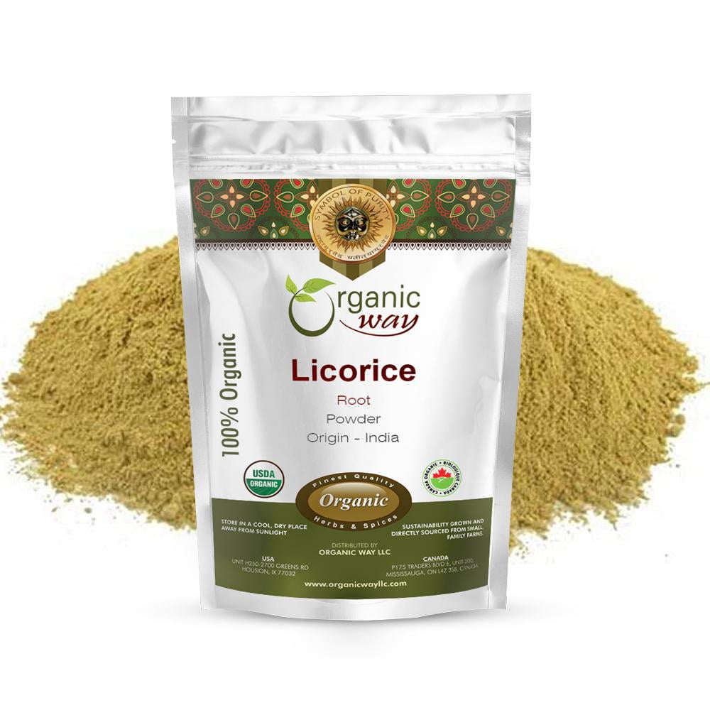 Organic Way Licorice Root Powder (Glycyrrhiza Glabra) | USDA Certified Organic | Non-GMO, Vegan & Gluten-Free | Kosher Herbal Tea Ingredient | 100% Raw from India (16 oz / 1 lbs)