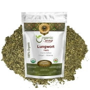 Organic Way Lungwort Dried Leaves (Pulmonaria Officinalis) Cut & Sifted - Herbal Tea | Kosher & USDA Certified | Vegan, Non-GMO & Gluten Free | Resealable Bag | 100% Raw from Albania (1/2LBS / 8Oz.)