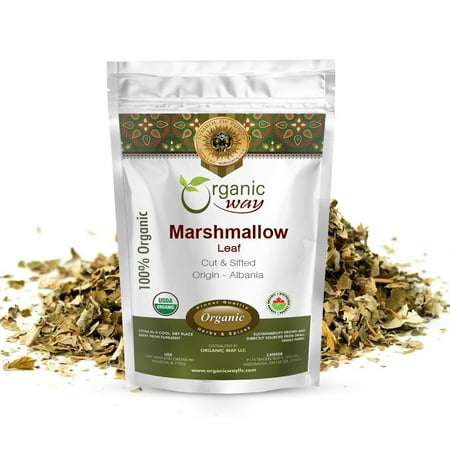 Organic Way Marshmallow Leaf (Althaea Officinalis) Cut & Sifted - European Wild-Harvest |Organic & Kosher Certified | Vegan, Non GMO & Gluten Free | USDA Certified | Origin - Albania (1/4 lbs / 4 oz)