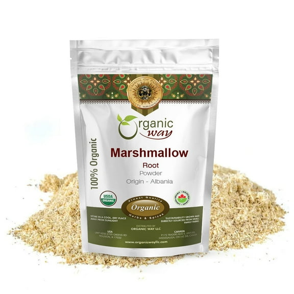 Organic Way Marshmallow Root Powder (Althaea Officinalis) - Herbal Tea | European Wild-Harvest | Kosher & USDA Certified | Vegan, Non-GMO & Gluten Free | 100% Raw from Albania (1/4LBS / 4Oz.)