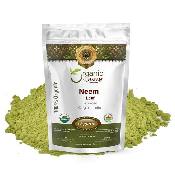 Organic Way Neem Leaf Powder (Azadirachta indica) - Organic & Kosher Certified | Raw, Vegan, Non GMO & Gluten Free | USDA Certified | Origin - India (1LBS / 16Oz)