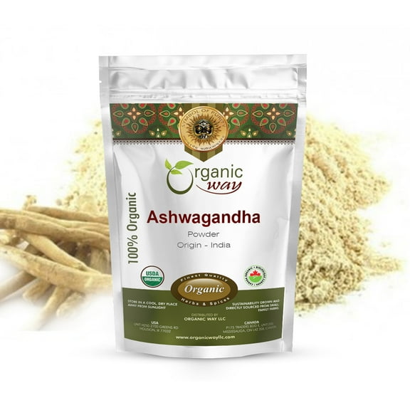 Organic Way Premium Ashwagandha Root Powder (Withania somnifera) - Organic & Kosher Certified | Vegan | Non GMO & Gluten Free | USDA Certified | Origin - India (1 LBS / 16 Oz)