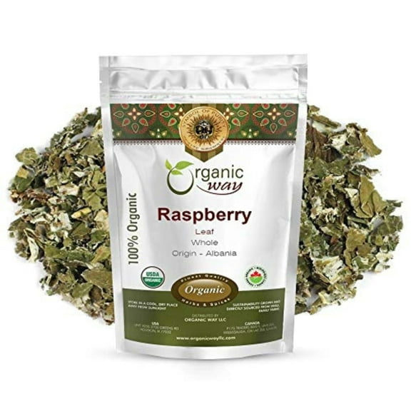 Organic Way Premium Dried Raspberry Leaf Whole (Rubus idaeus) - European Wild-Harvest | Organic & Kosher Certified | Raw, Vegan, Non GMO & Gluten Free | USDA Certified | Origin - Albania 1/4LBS / 4Oz
