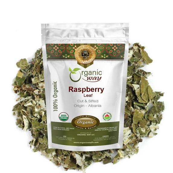 Organic Way Raspberry Leaf Cut & Sifted (Rubus Idaeus) - European Wild-Harvest | Organic & Kosher Certified | Vegan, Non GMO, Gluten and Caffeine Free | USDA Certified | Origin - Albania (1LBS / 16Oz)