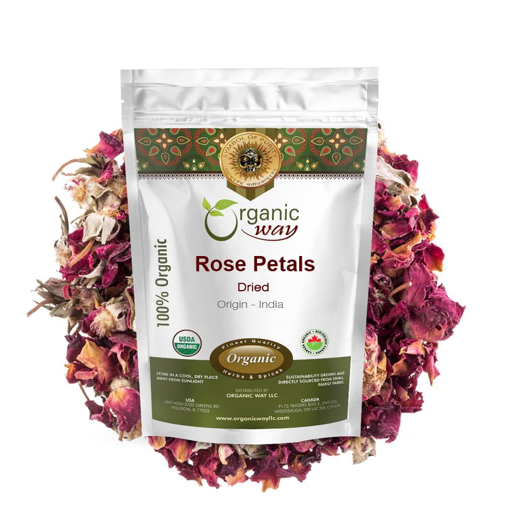 Organic Way Rose Petals Dried (Rosa Centifolia) - Pure, Edible
