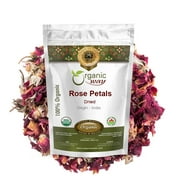 Organic Way Rose Petals Dried (Rosa Centifolia) - Pure, Edible & Fragrant for Tea | Organic & Kosher Certified | Raw, Vegan, Non GMO & Gluten Free | USDA Certified | Origin - India (1/4 lbs / 4 oz)