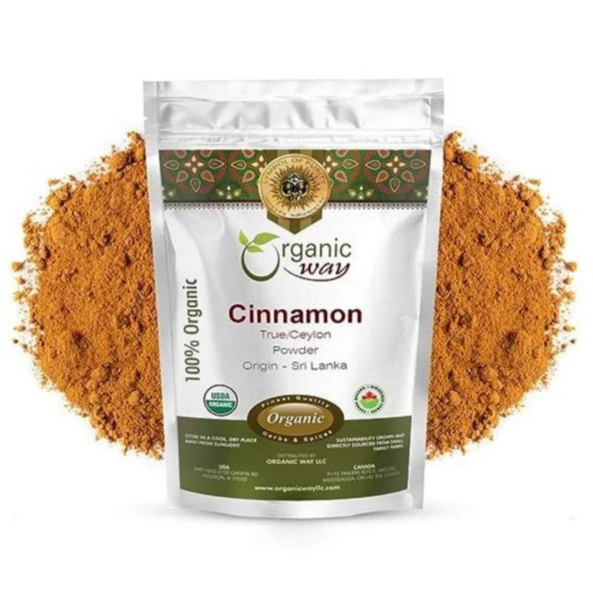 Organic Way True Ceylon Cinnamon Powder (Cinnamomum Verum) - Adds Flavour | Organic & Kosher Certified | Non GMO & Gluten Free | USDA Certified | Origin - Sri Lanka (1 LBS / 16 Oz)