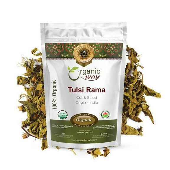 Organic Way Tulsi / Holy Basil (Rama) Cut & Sifted - Herbal Tea | Organic & Kosher Certified | Raw, Vegan, Non GMO & Gluten Free | USDA Certified | Origin - India (1/2 lbs / 8 oz)