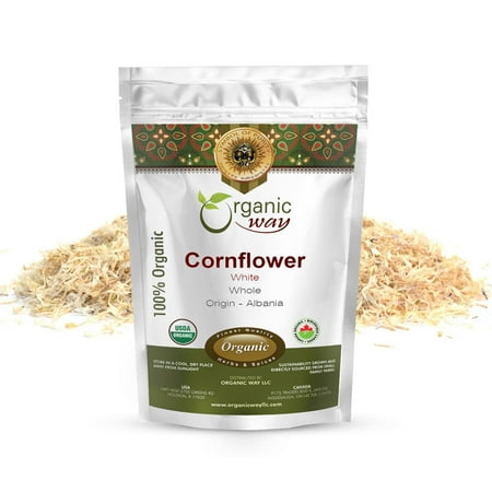 Organic Way White Cornflower Whole (Centaurea Cyanus) - European Wild-Harvest | Organic & Kosher Certified, Vegan, Non GMO & Gluten Free, USDA Certified Origin Albania (1 lbs / 16 oz)