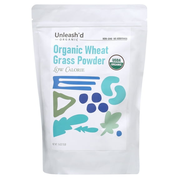 Organic Wheatgrass Powder 1 LB, Green Superfood for Smoothie, Juice, Shakes and Salads, Wheat Grass Powder 16 OZ by UNLEASH'D ORGANIC, Fibers and Minerals, Vegan Friendly(Exp. Feb 2025)