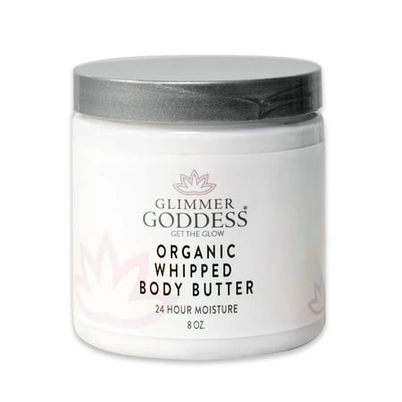 Glimmer Goddess Organic Whipped Body Butter, Deep Moisturizer for Dry & Sensitive Skin, 16 oz