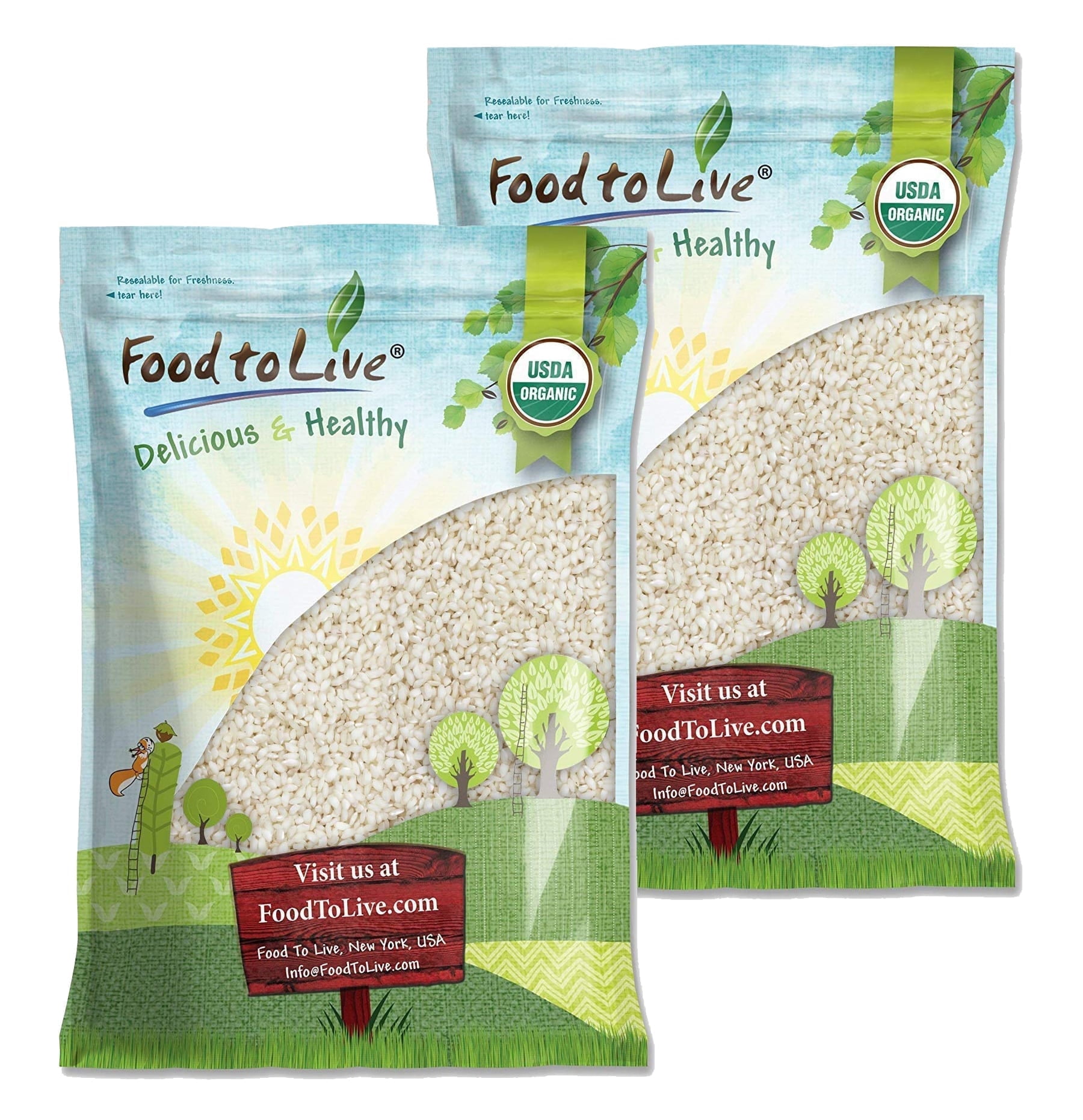 Organic Italian White Arborio Rice, 16 Pounds — Non-GMO, Kosher, Raw, Vegan — by Food to Live
