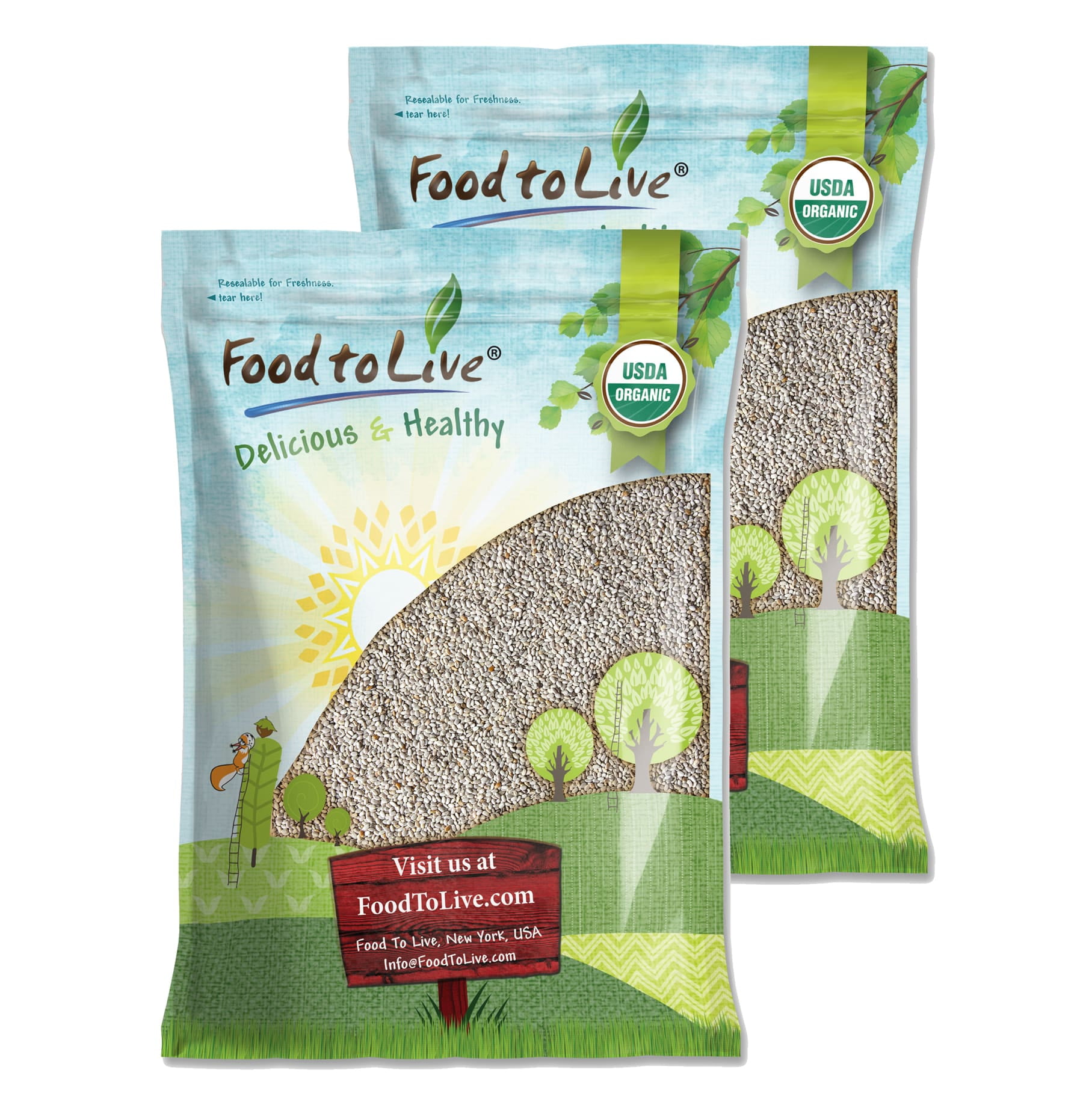 Organic White Chia Seeds, 15 Pounds — Non-GMO, Raw, Sirtfood – by Food to Live